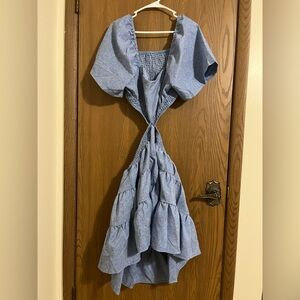 *NWOT* SHEIN Chambray Puff Sleeve Cut Out Dress